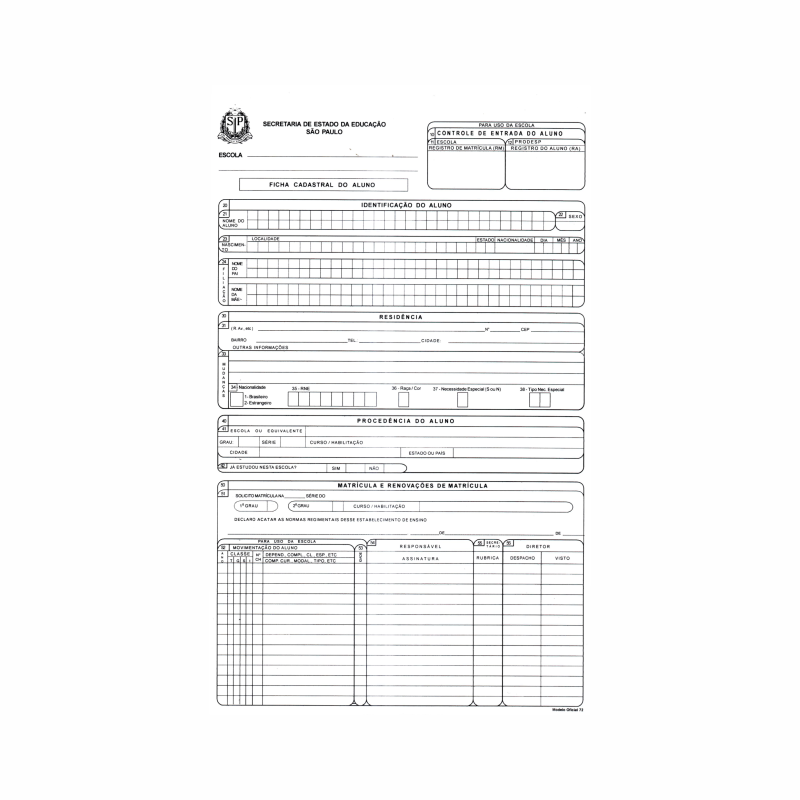 Ficha Cadastral do Aluno